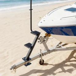VEVOR Boat Trailer Steps, 2-Step, Heavy-Duty Boat Trailer Steps with Handle, Non-Slip Surface, 3 Mounting Angle Options, Carbon Steel Ladder Suitable for 3