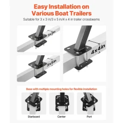 VEVOR Boat Trailer Steps, 2-Step, Heavy-Duty Boat Trailer Steps with Handle, Non-Slip Surface, 3 Mounting Angle Options, Carbon Steel Ladder Suitable for 3