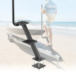 VEVOR Boat Trailer Steps, 2-Step, Heavy-Duty Boat Trailer Steps with Handle, Non-Slip Surface, 3 Mounting Angle Options, Carbon Steel Ladder Suitable for 3