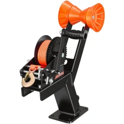 VEVOR Boat Trailer Winch Stand with Roller, 3500 lbs, 20ft Orange Polyester Strap, Boat Winch Mount, for 2-3 Inches W x 3-4 Inches H Trailer Tongue, Fit for Jet Ski, Sailboat, Speedboat