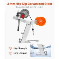 VEVOR Boat Trailer Winch Stand with Roller, 1200 lbs Winch & 2 in x 25 ft Winch Strap, Boat Winch Mount with U-Bolt for 2-3 Inches W x 3-4 Inches H Trailer Tongue, Fit for Jet Ski, Sailboat, Speedboat