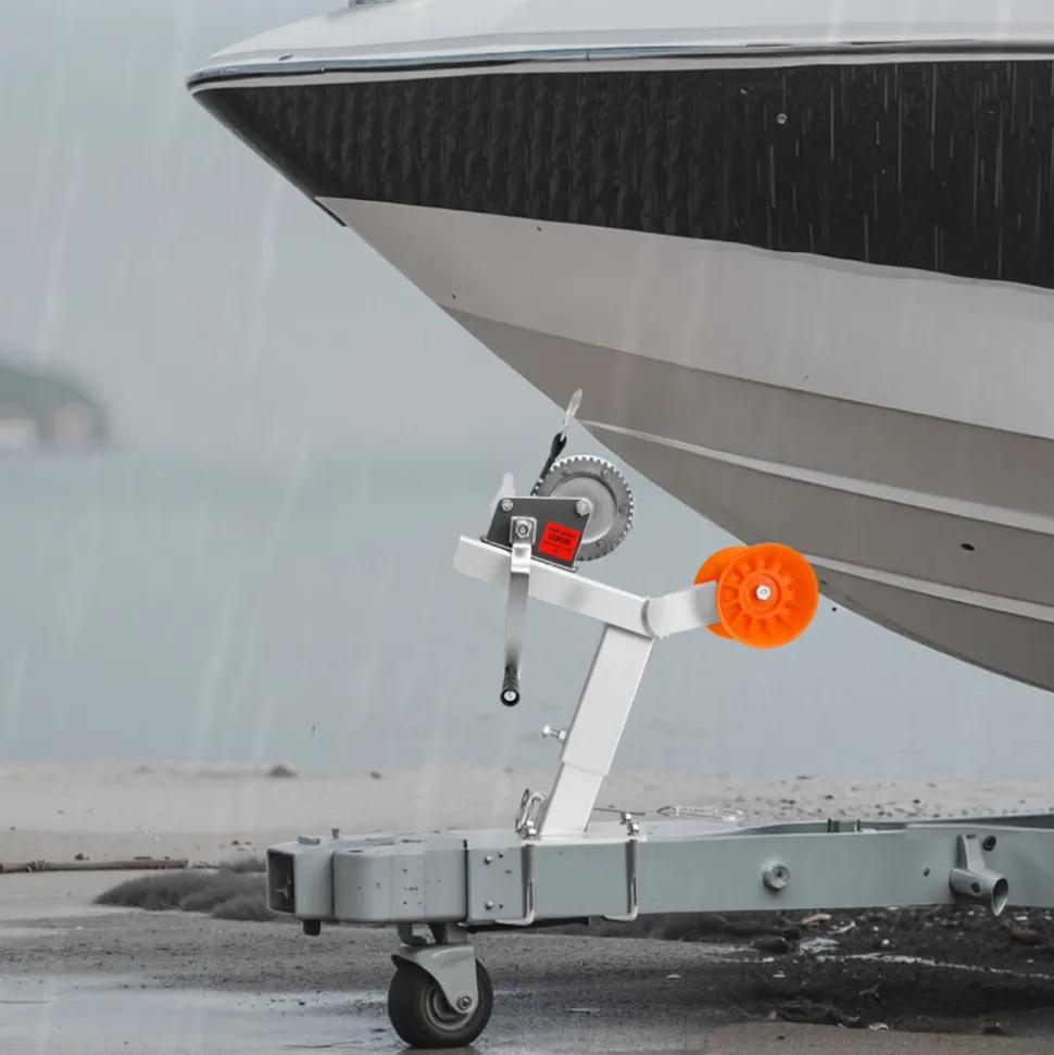 VEVOR Boat Trailer Winch Stand with Roller, 1200 lbs Winch & 2 in x 25 ft Winch Strap, Boat Winch Mount with U-Bolt for 2-3 Inches W x 3-4 Inches H Trailer Tongue, Fit for Jet Ski, Sailboat, Speedboat