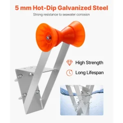 VEVOR Boat Trailer Winch Stand, 2 to 3-inch Winch Posts, Boat Trailer Winch Seat with TPU Orange Roller & U-Bolts, Suitable for Jet Ski, Sailboat, Fishing Boat, Speedboat (Galvanized), Silver