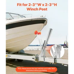 VEVOR Boat Trailer Winch Stand, 2 to 3-inch Winch Posts, Boat Trailer Winch Seat with TPU Orange Roller & U-Bolts, Suitable for Jet Ski, Sailboat, Fishing Boat, Speedboat (Galvanized), Silver