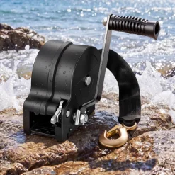 VEVOR Boat Winch, 1600 lbs Hand Winch, Heavy Duty Manual Rope Crank with 20ft Orange Polyester Strap, Portable Two-Way Ratchet, 2 Speed Switchable, Anti-Slip Handle Gear for Boat Trailer ATV Towing