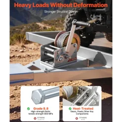 VEVOR Boat Winch, 3500 lbs Hand Winch, Heavy Duty Manual Rope Crank with 20ft Orange Polyester Strap, Portable Two-Way Ratchet, 2 Speed Switchable, Anti-Slip Handle Gear for Boat Trailer ATV Towing