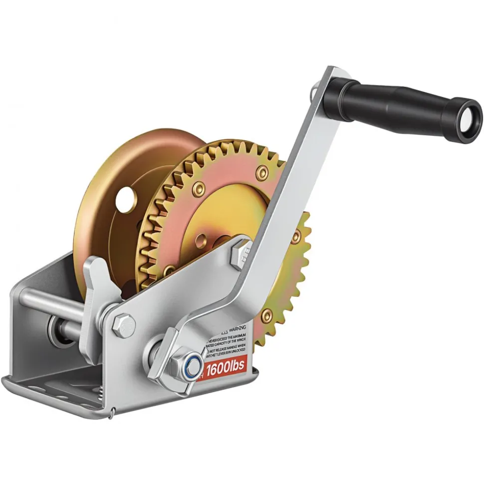 VEVOR Boat Winch, 1600 lbs Hand Winch, Heavy Duty Manual Rope Crank, Portable Two-Way Ratchet, 4: 1 Gear Ratio, Easy Installation Gear for Boat Trailer ATV Towing