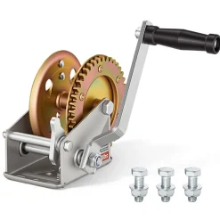 VEVOR Boat Winch, 1600 lbs Hand Winch, Heavy Duty Manual Rope Crank, Portable Two-Way Ratchet, 4: 1 Gear Ratio, Easy Installation Gear for Boat Trailer ATV Towing
