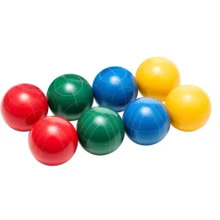 VEVOR Bocce Ball Set, 107 mm, with 8 Resin Balls, Pallino, Carrying Bag and Measuring Rope, Red/Green/Blue/Yellow 4 Colors, for 2 to 8 Players, Bocce Ball Game Set for Beach, Lawn, Family Backyard
