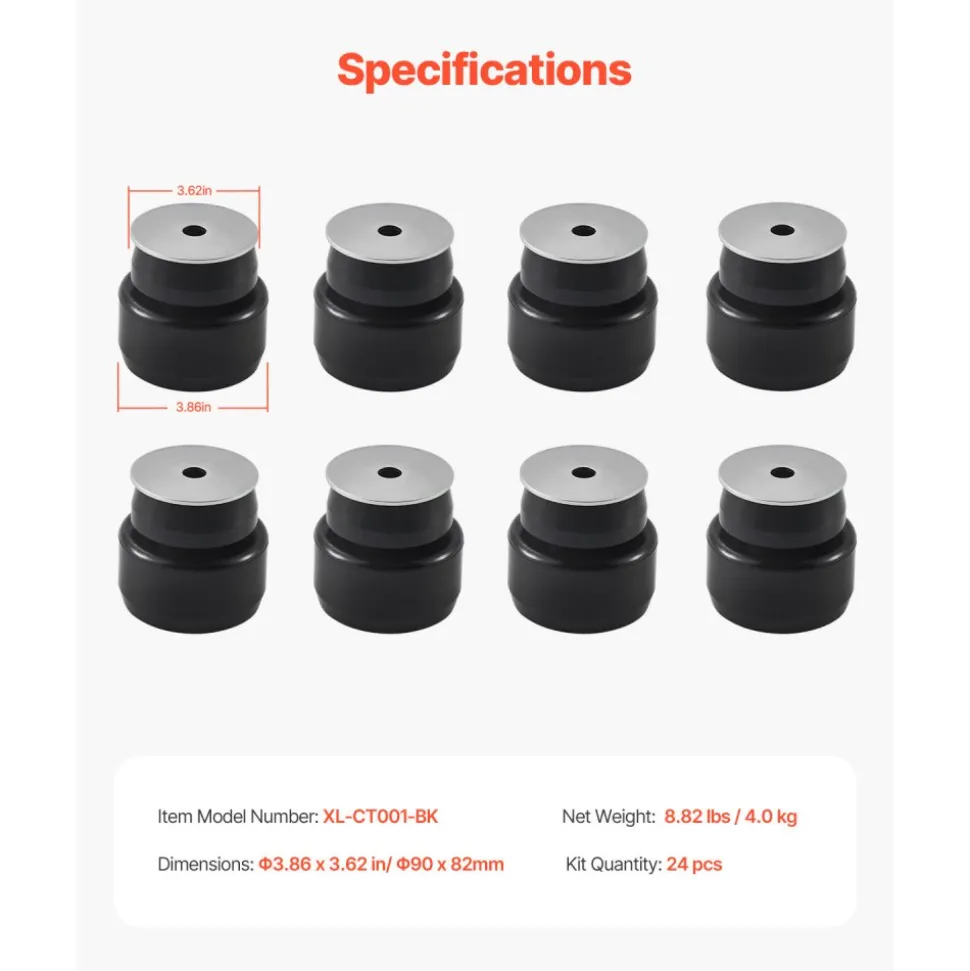 VEVOR Body Mount Bushing Kit, Compatible with 1999-2007 Ford F250 F350, 60 PCS Polyurethane Body Mount Kit, Quick Replacement, Durable Components for Improving Bumpy Driving Performance, Black