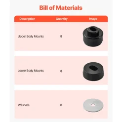 VEVOR Body Mount Bushing Kit, Compatible with 1999-2007 Ford F250 F350, 60 PCS Polyurethane Body Mount Kit, Quick Replacement, Durable Components for Improving Bumpy Driving Performance, Black