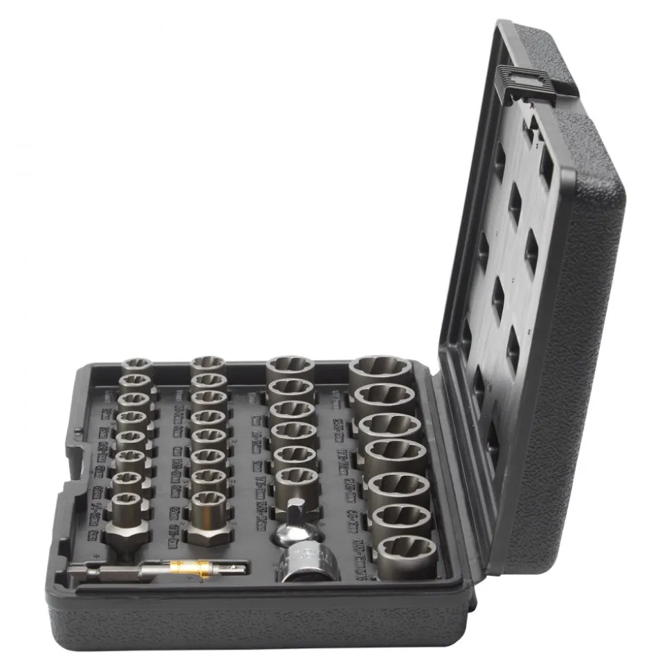 VEVOR Bolt Extractor Set, 29-Piece Bolt and Nut Remover Set, 6mm to 10mm, 13/32" to 3/4", CR-MO Steel Extraction Socket Set with Storage Case, for Removing Damaged Rusted Bolts, Nuts and Screws