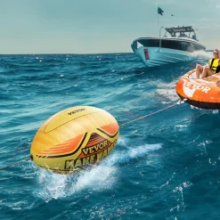 VEVOR Booster Ball, Towable Tube Rope Performance Ball, Thickened PVC Inflatable Booster Balls for Boating and Water Sports - with High Tensile Strength Rope and Speed Safety Valve