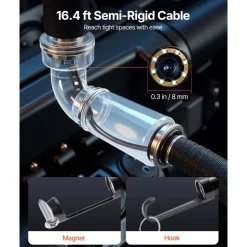 VEVOR Borescope Camera, Triple Lens Endoscope Camera with Light, 4.5
