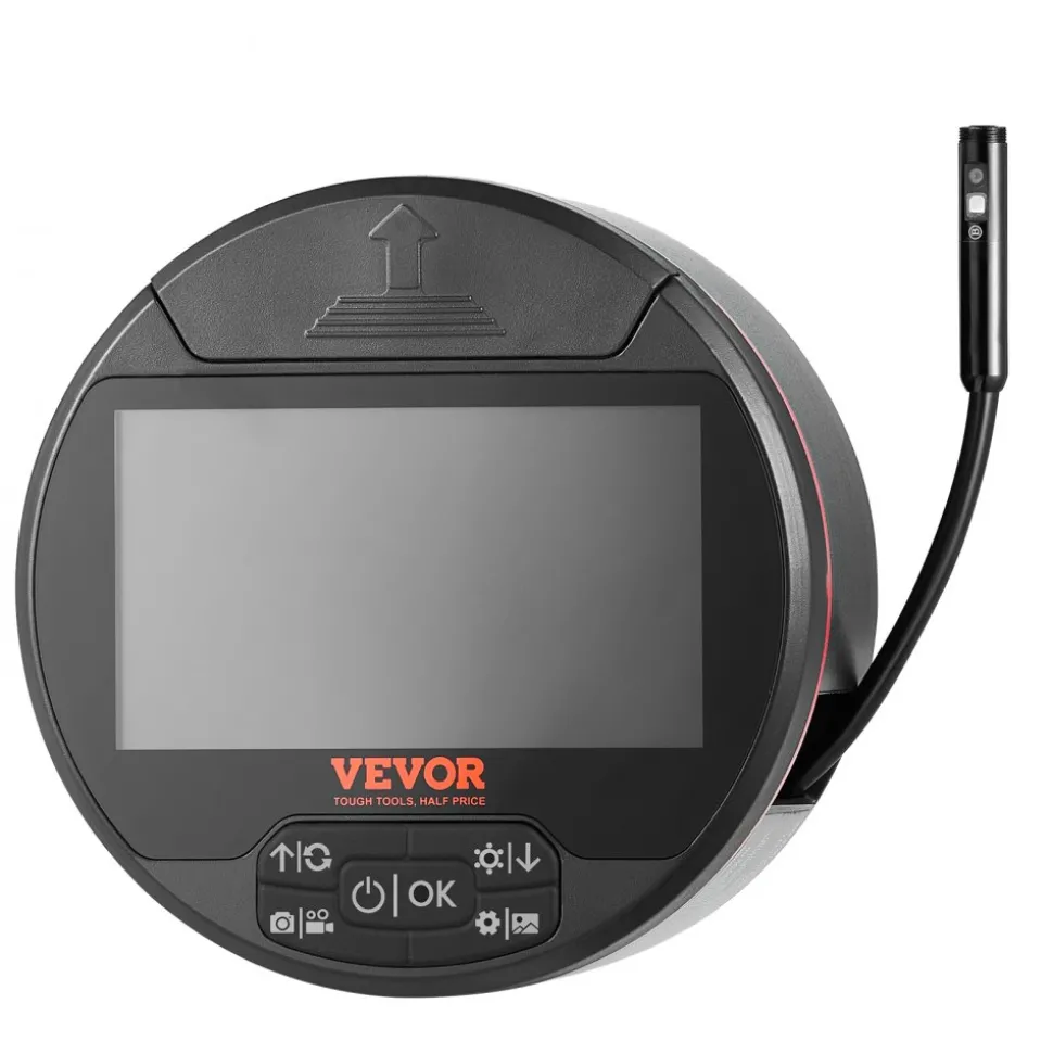 VEVOR Borescope Triple Lens Endoscope Camera with Light, 4.3" IPS Screen Inspection Camera with 8 + 2 Lights, IP67 Waterproof Snake Scope Camera for Automotive, Plumbing (16.4FT Cable, 32GB Card)