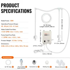 VEVOR Bottled Water Dispenser Pump System, 2x5 Gallon Dispensing System, Automatic Electric Water Dispenser, Double-Pipe Water Jug Pump, Compatible Use with Coffee/Tea Machine, Refrigerator, Ice Maker