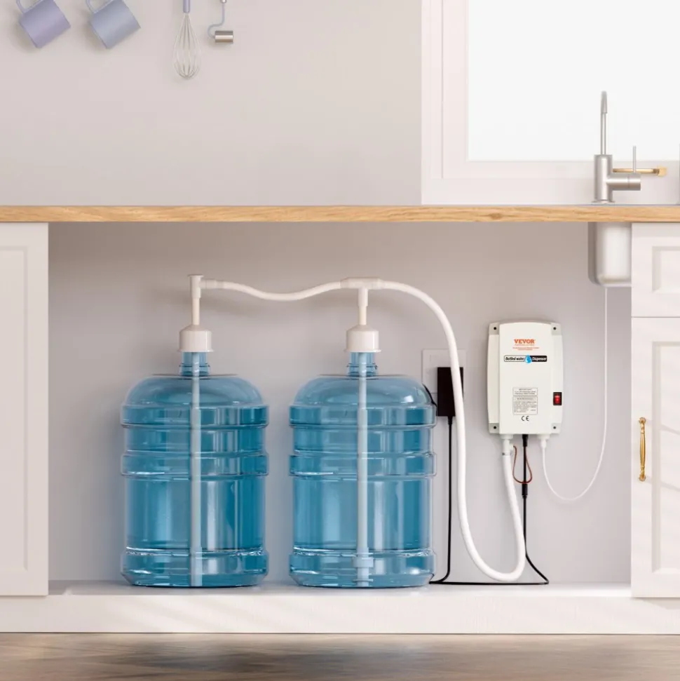 VEVOR Bottled Water Dispenser Pump System, 2x5 Gallon Dispensing System, Automatic Electric Water Dispenser, Double-Pipe Water Jug Pump, Compatible Use with Coffee/Tea Machine, Refrigerator, Ice Maker