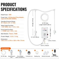 VEVOR Bottled Water Dispenser Pump System, 2x5 Gallon Dispensing System, Automatic Electric Water Dispenser, Double-Pipe Water Jug Pump, Compatible Use with Coffee/Tea Machine, Refrigerator, Ice Maker