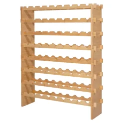 VEVOR 72 Bottle Stackable Modular Wine Rack, 8-Tier, Floor Freestanding Wine Storage Rack, Sturdy Wines Holder Display Shelf, Wobble-Free Shelves, Easy Assembly, for Kitchen, Cellar, and Bar, Natural