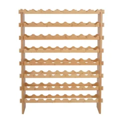 VEVOR 72 Bottle Stackable Modular Wine Rack, 8-Tier, Floor Freestanding Wine Storage Rack, Sturdy Wines Holder Display Shelf, Wobble-Free Shelves, Easy Assembly, for Kitchen, Cellar, and Bar, Natural