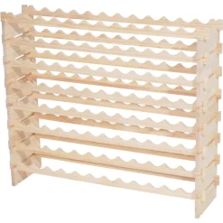VEVOR 96 Bottle Stackable Modular Wine Rack, 8-Tier Wine Bottle Holder,Solid Wood Floor Freestanding Wine Storage Rack For Pinot Noir bottles,For Kitchen, Cellar, and Bar, Natural