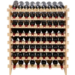 VEVOR 48 Bottle Stackable Modular Wine Rack, 6-Tier Solid Bamboo Wood Storage Racks, Floor Freestanding Wines Holder Display Shelf, Wobble-Free Shelves for Kitchen, Bar, and Cellar (Natural Color)