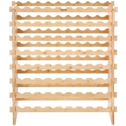 VEVOR 48 Bottle Stackable Modular Wine Rack, 6-Tier Solid Bamboo Wood Storage Racks, Floor Freestanding Wines Holder Display Shelf, Wobble-Free Shelves for Kitchen, Bar, and Cellar (Natural Color)
