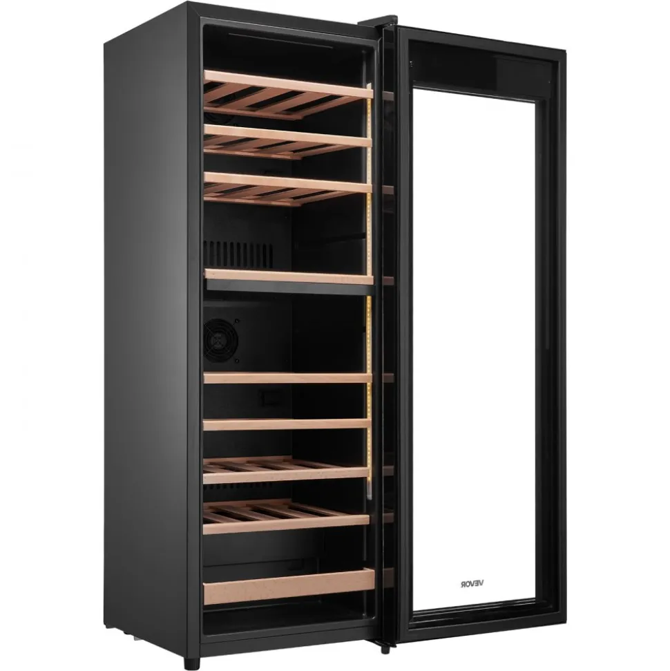 VEVOR 42 Bottle Wine Fridge, Freestanding Wine Cooler Refrigerator, Dual Zone Cooler, 41℉ to 65℉ Adjustable Temp Mini Cellar, Glass Door, For Home Office Bar, Red White Champagne or Sparkling Wines