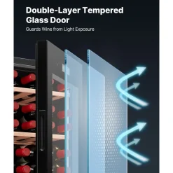 VEVOR 42 Bottle Wine Fridge, Freestanding Wine Cooler Refrigerator, Dual Zone Cooler, 41℉ to 65℉ Adjustable Temp Mini Cellar, Glass Door, For Home Office Bar, Red White Champagne or Sparkling Wines