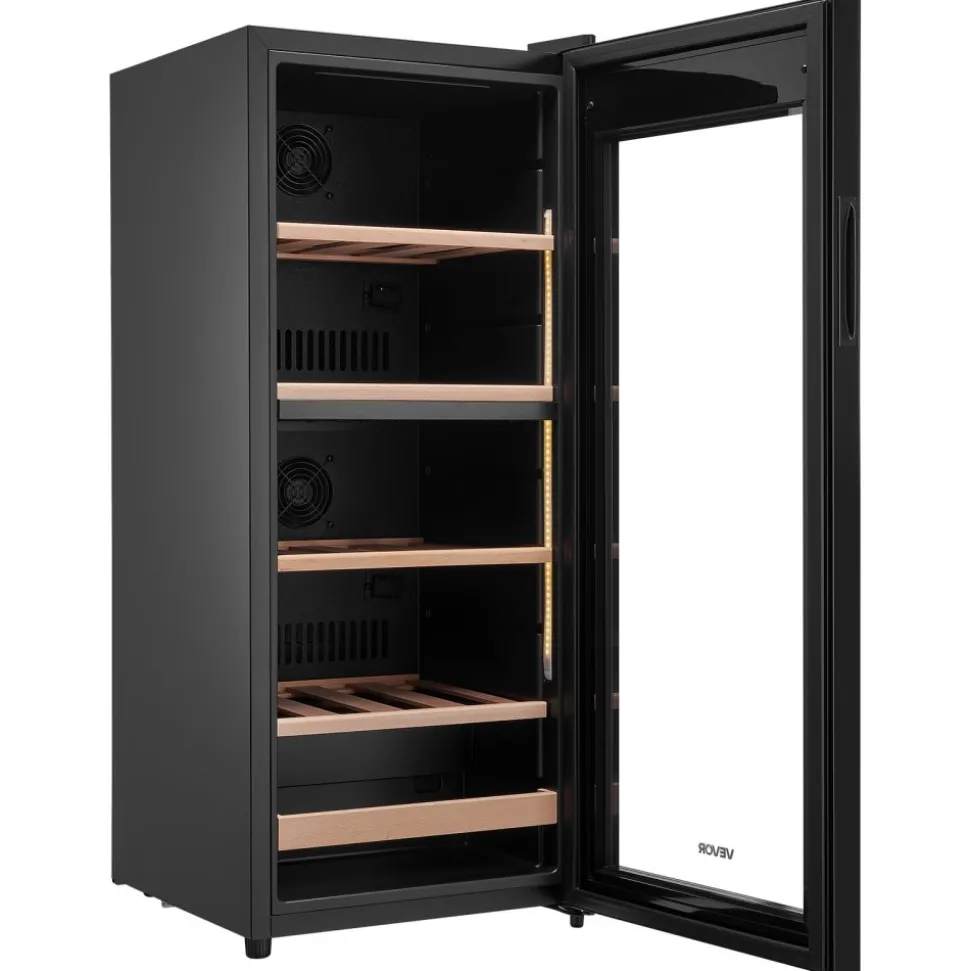VEVOR 32 Bottle Wine Fridge, Freestanding Wine Cooler Refrigerator, Dual Zone Cooler, 41℉ to 65℉ Adjustable Temp Mini Cellar, Glass Door, For Home Office Bar, Red White Champagne or Sparkling Wines