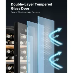 VEVOR 32 Bottle Wine Fridge, Freestanding Wine Cooler Refrigerator, Dual Zone Cooler, 41℉ to 65℉ Adjustable Temp Mini Cellar, Glass Door, For Home Office Bar, Red White Champagne or Sparkling Wines