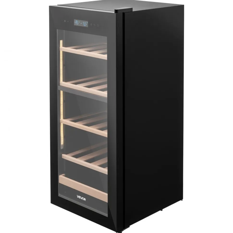 VEVOR 32 Bottle Wine Fridge, Freestanding Wine Cooler Refrigerator, Dual Zone Cooler, 41℉ to 65℉ Adjustable Temp Mini Cellar, Glass Door, For Home Office Bar, Red White Champagne or Sparkling Wines