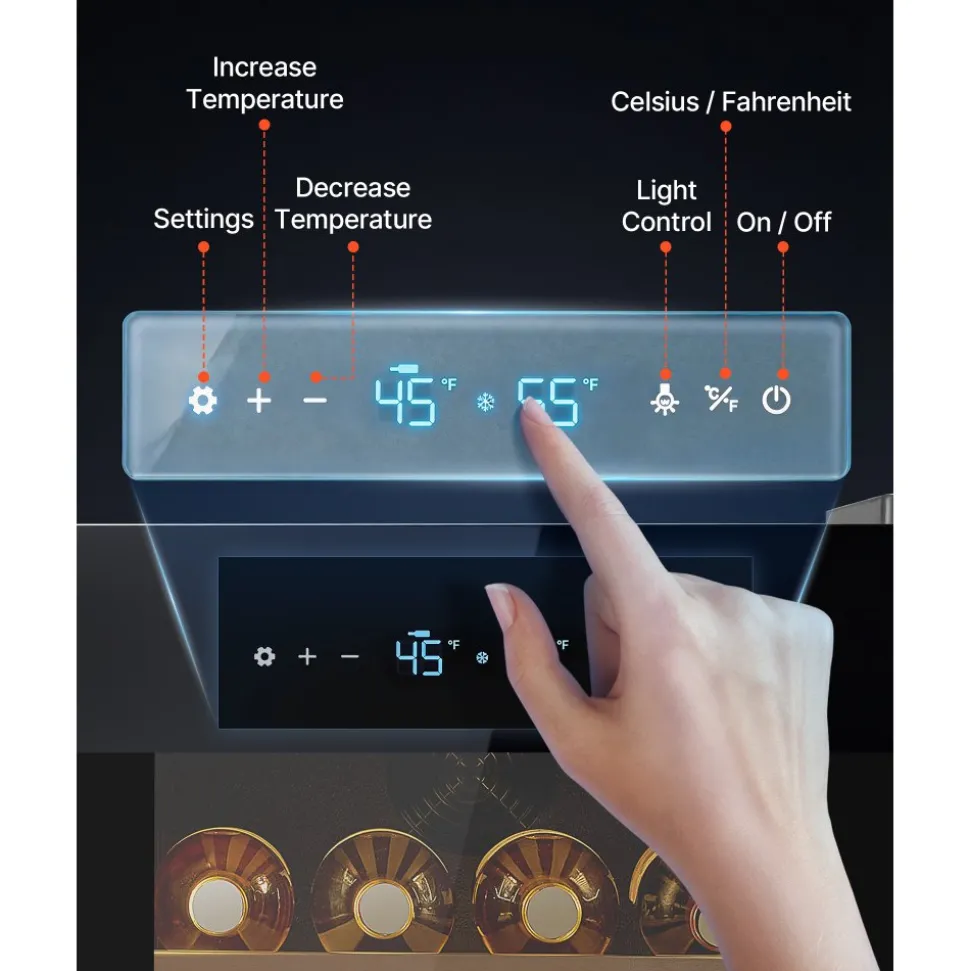 VEVOR 32 Bottle Wine Fridge, Freestanding Wine Cooler Refrigerator, Dual Zone Cooler, 41℉ to 65℉ Adjustable Temp Mini Cellar, Glass Door, For Home Office Bar, Red White Champagne or Sparkling Wines