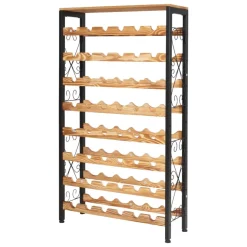 VEVOR 48 Bottle Wine Rack,8-Tier Wine Bottle Holder,Freestanding Floor Display Wine Storage Shelves with Wood Table Top,For Kitchen Pantry, Cellar, Bar, Dining Room, Living Room, Black