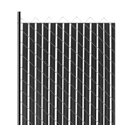 VEVOR Bottom Locking Privacy Slats, Double-Wall Vertical Bottom-Locking Slats with Wings for Chain-Link Fence, High-Density HDPE Chain Link Slats Ideally Fit 6' High Fence for Garden and Farm(Black)