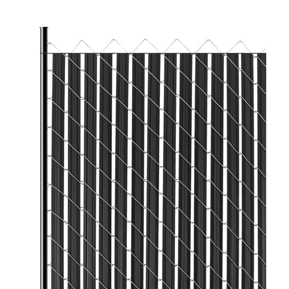 VEVOR Bottom Locking Privacy Slats, Double-Wall Vertical Bottom-Locking Slats with Wings for Chain-Link Fence, High-Density HDPE Chain Link Slats Ideally Fit 6' High Fence for Garden and Farm(Black)