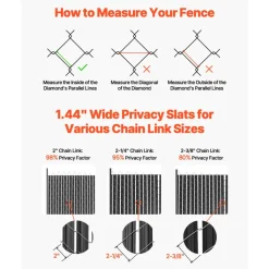 VEVOR Bottom Locking Privacy Slats, Double-Wall Vertical Bottom-Locking Slats with Wings for Chain-Link Fence, High-Density HDPE Chain Link Slats Ideally Fit 6' High Fence for Garden and Farm(Black)