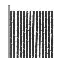 VEVOR Bottom Locking Privacy Slats, Double-Wall Vertical Bottom-Locking Slats for Chain-Link Fence, High-Density HDPE Chain Link Slats Ideally Fit 6' High Fence for Garden, Farm, Sports Field(Black)