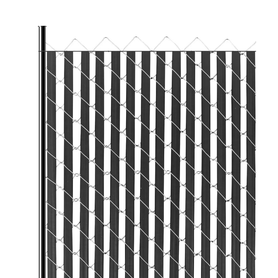 VEVOR Bottom Locking Privacy Slats, Double-Wall Vertical Bottom-Locking Slats for Chain-Link Fence, High-Density HDPE Chain Link Slats Ideally Fit 6' High Fence for Garden, Farm, Sports Field(Black)