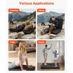 VEVOR Bouldering Crash Pad, Bi-Fold Rock Climbing Crash Pad with Adjustable Backpack Straps and Handle, Foldable Lightweight for Indoor Bouldering & Outdoor Climbing, Folded Size 35.6" x 24" x 8.3"