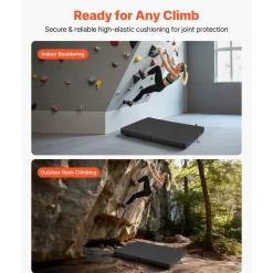 VEVOR Bouldering Crash Pad, Bi-Fold Rock Climbing Crash Pad with Adjustable Backpack Straps and Handle, Foldable Lightweight for Indoor Bouldering & Outdoor Climbing, Folded Size 35.6" x 24" x 8.3"