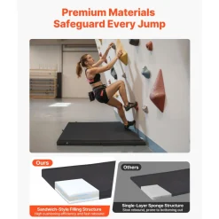 VEVOR Bouldering Crash Pad, Bi-Fold Rock Climbing Crash Pad with Adjustable Backpack Straps and Handle, Foldable Lightweight for Indoor Bouldering & Outdoor Climbing, Folded Size 35.6