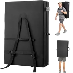 VEVOR Bouldering Crash Pad, Bi-Fold Rock Climbing Crash Pad with Adjustable Backpack Straps and Handle, Foldable Lightweight for Indoor Bouldering & Outdoor Climbing, Folded Size 35.6