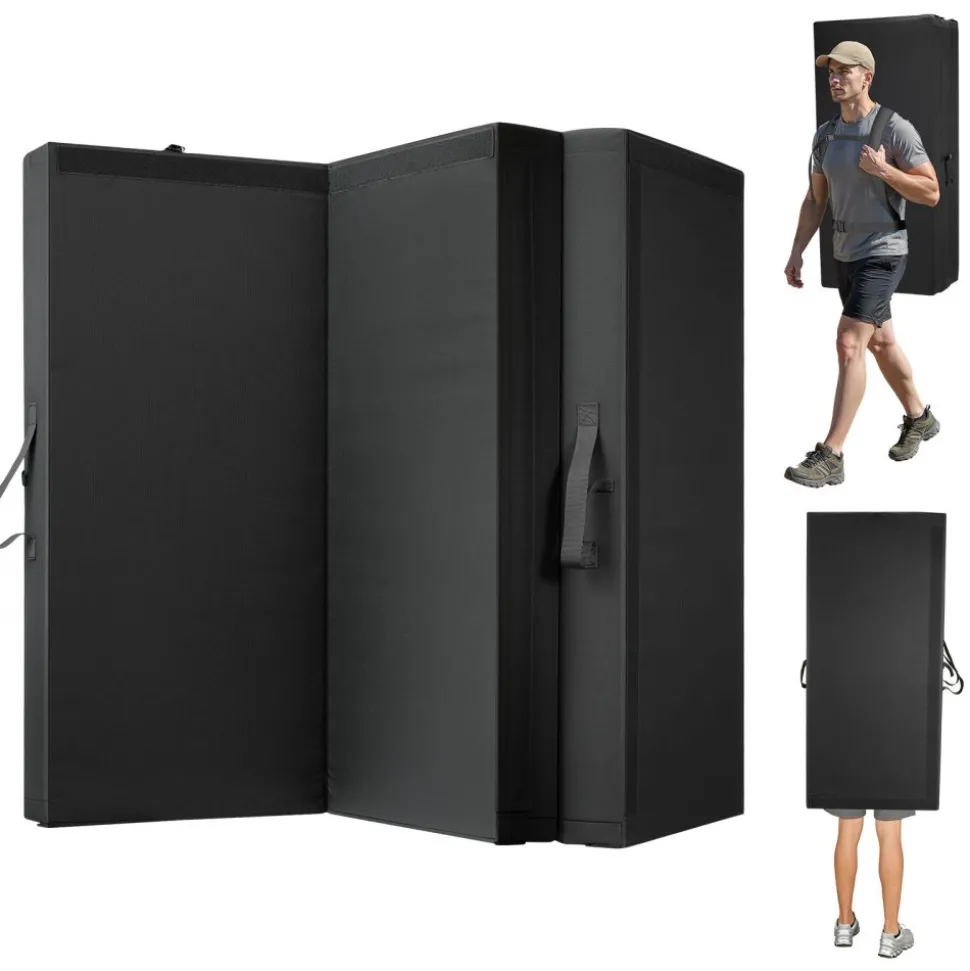 VEVOR Bouldering Crash Pad, Tri-Fold Rock Climbing Crash Pad with Adjustable Backpack Straps and Handle, Foldable Lightweight for Indoor Bouldering & Outdoor Climbing, Folded Size 48" x 22.2" x 15"