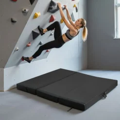 VEVOR Bouldering Crash Pad, Tri-Fold Rock Climbing Crash Pad with Adjustable Backpack Straps and Handle, Foldable Lightweight for Indoor Bouldering & Outdoor Climbing, Folded Size 48