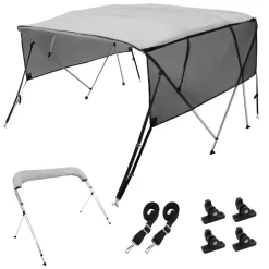 VEVOR 4 Bow Bimini Top Boat Cover, Detachable Mesh Sidewalls, 600D Polyester Canopy with 1