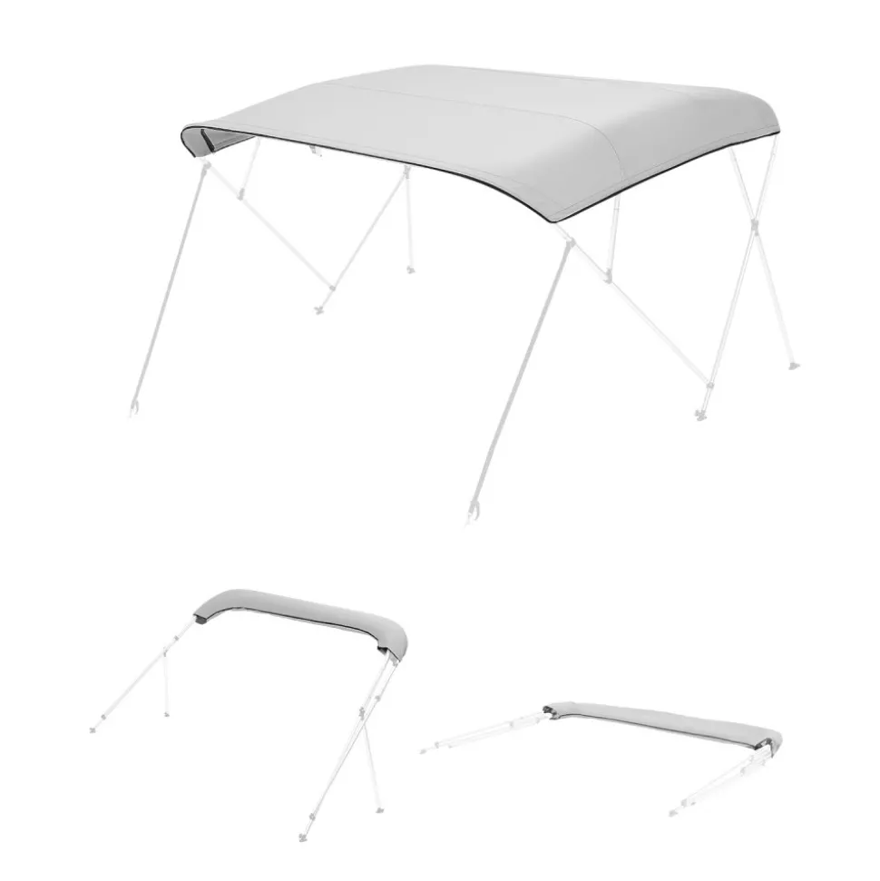 VEVOR 4 Bow Bimini Top Replacement Cover, 8 ft Long Durable 600D Marine Grade Waterproof Sun Shade Boat Canopy with Storage Boot, Easy Install Zipper Sleeve Awning, 96"L x (97"-103")W, Gray (No Frame)