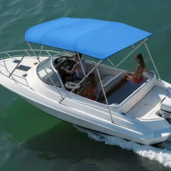 VEVOR 4 Bow Bimini Top Replacement Cover, 8 ft Long, Durable 600D Marine Grade Waterproof Sun Shade Boat Canopy with Storage Boot, Easy Install Zipper Sleeve Awning, 96