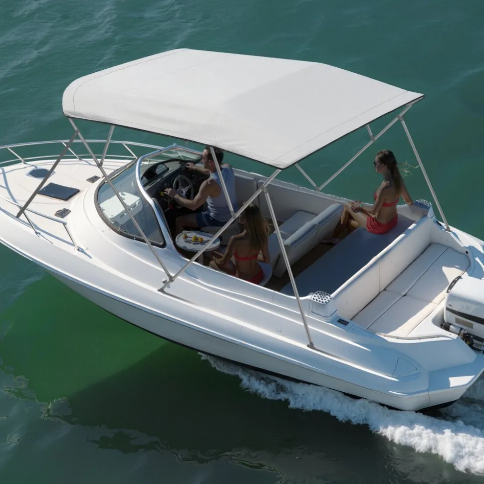 VEVOR 4 Bow Bimini Top Replacement Cover, 8 ft Long, Durable 600D Marine Grade Waterproof Sun Shade Boat Canopy with Storage Boot, Easy Install Zipper Sleeve Awning, 96"L x (91"-96")W, Gray (No Frame)
