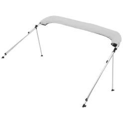 VEVOR 3 Bow Boat Bimini Tops, 600D Polyester Canopy with Aluminum Alloy Frame, Waterproof & Sun Shade Boat Awning Canopy with Storage Bag, 2 Support Poles, 4 Straps, 6'Lx(61"-66")Wx46"H, Light Grey